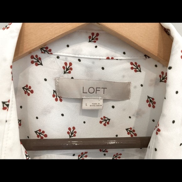 LOFT berry pattern button down L - Picture 2 of 11